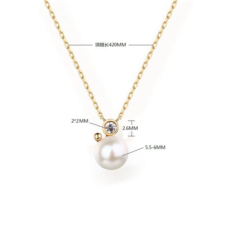 Ladies Pearl Necklace wiith 14k Yellow Gold
